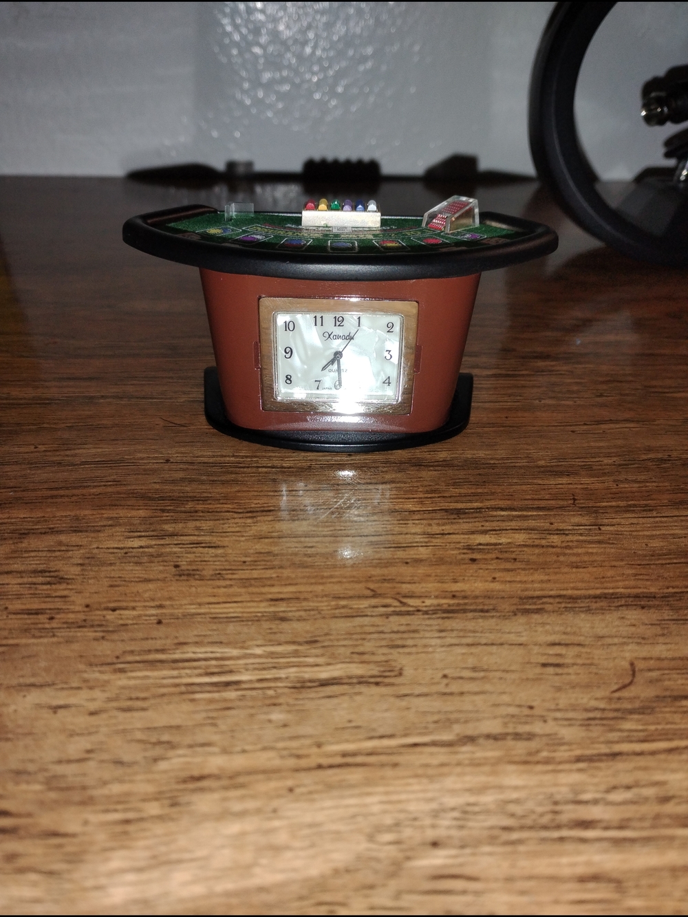 Mini Casino Roulette Table Clock in Green and Brown